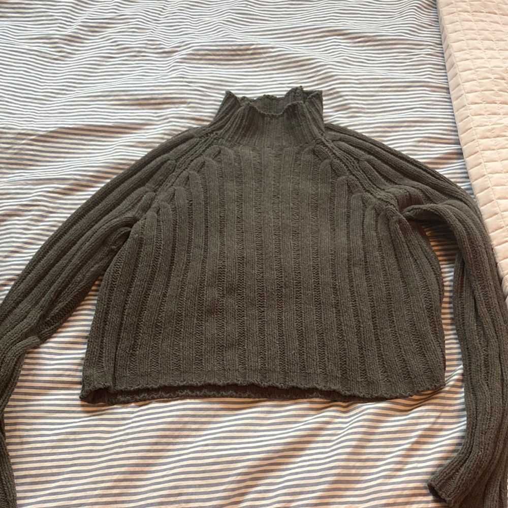 Soft plush green knitted sweater